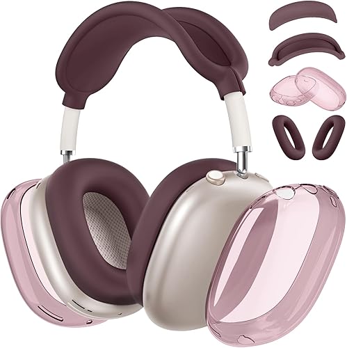 Miniatura 22 de [4 en 1] Funda de silicona para AirPods Max, funda transparente de TPU suave para los oídos, funda para almohadilla para los oídos, funda para la