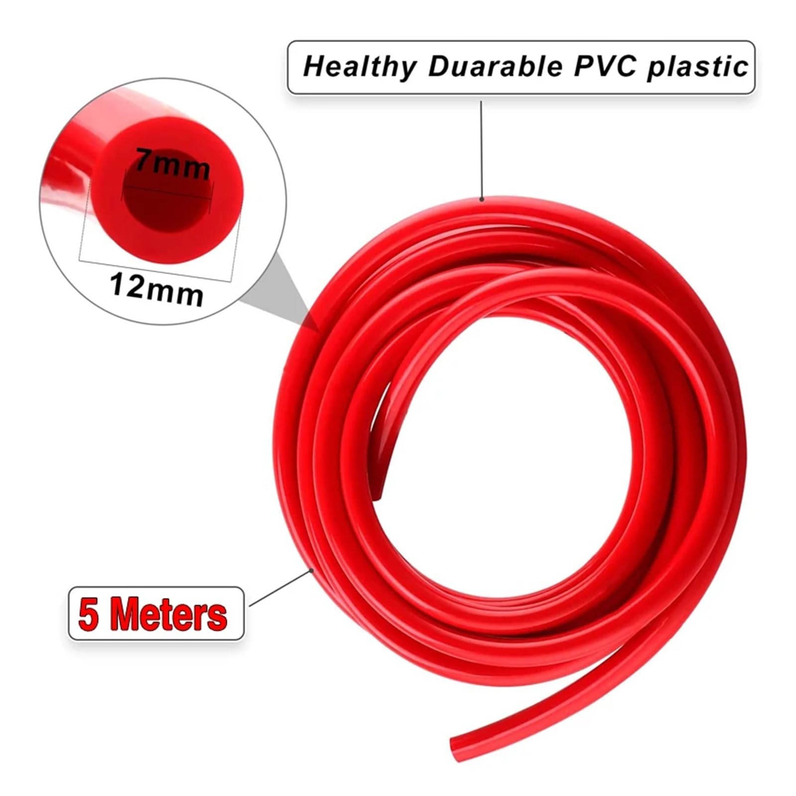 Accesorios de elaboración de cerveza, tubo flexible de PVC de 7 mm de diámetro interior y 5 metros de longitud para elaboración de cerveza y vino, dispensador de bebidas artesanales de alta resisten