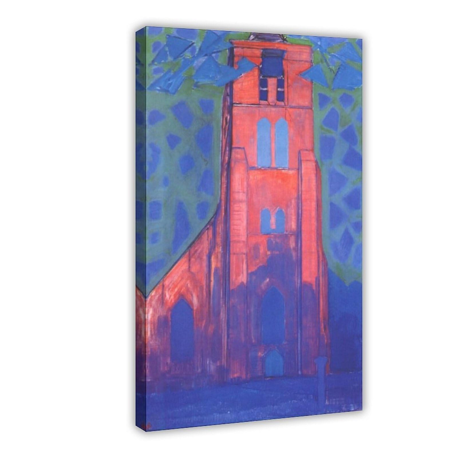 Church Tower at Domburg Piet Mondrian Posters Prints Canvas Deco Paintings Wall Art Hangable Frame 16" L X 24" W