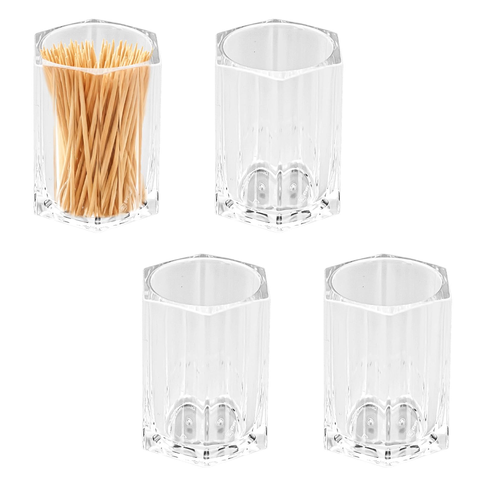 Plushly 4 Pack Clear Acrylic Toothpick Holder, Decorative Toothpick Dispenser For Home And Restaurant Use