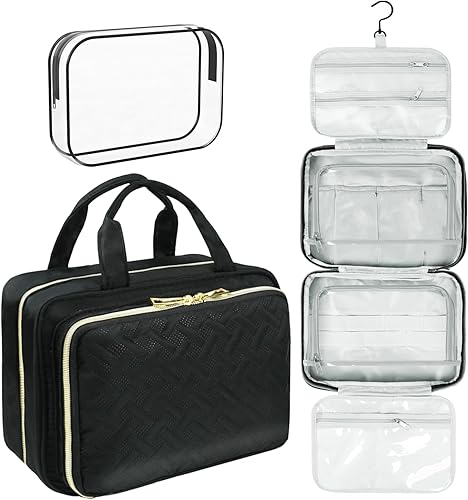 VLM Neceser de viaje, organizador de maquillaje con bolsa de cosméticos transparente aprobada por la TSA, artículos esenciales de viaje, accesorios