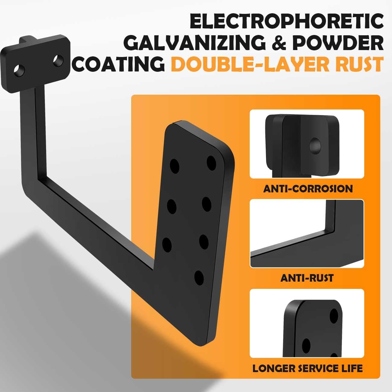 Heavy Duty RV Bumper Reinforcement Support Brackets - 2-Pack Carbon Steel Professional Grade Anti-Sag Support Kit for 4" to 4.5" Safety Struts for Rv Bumper -Complete Kit with Hardware & Drill Bits