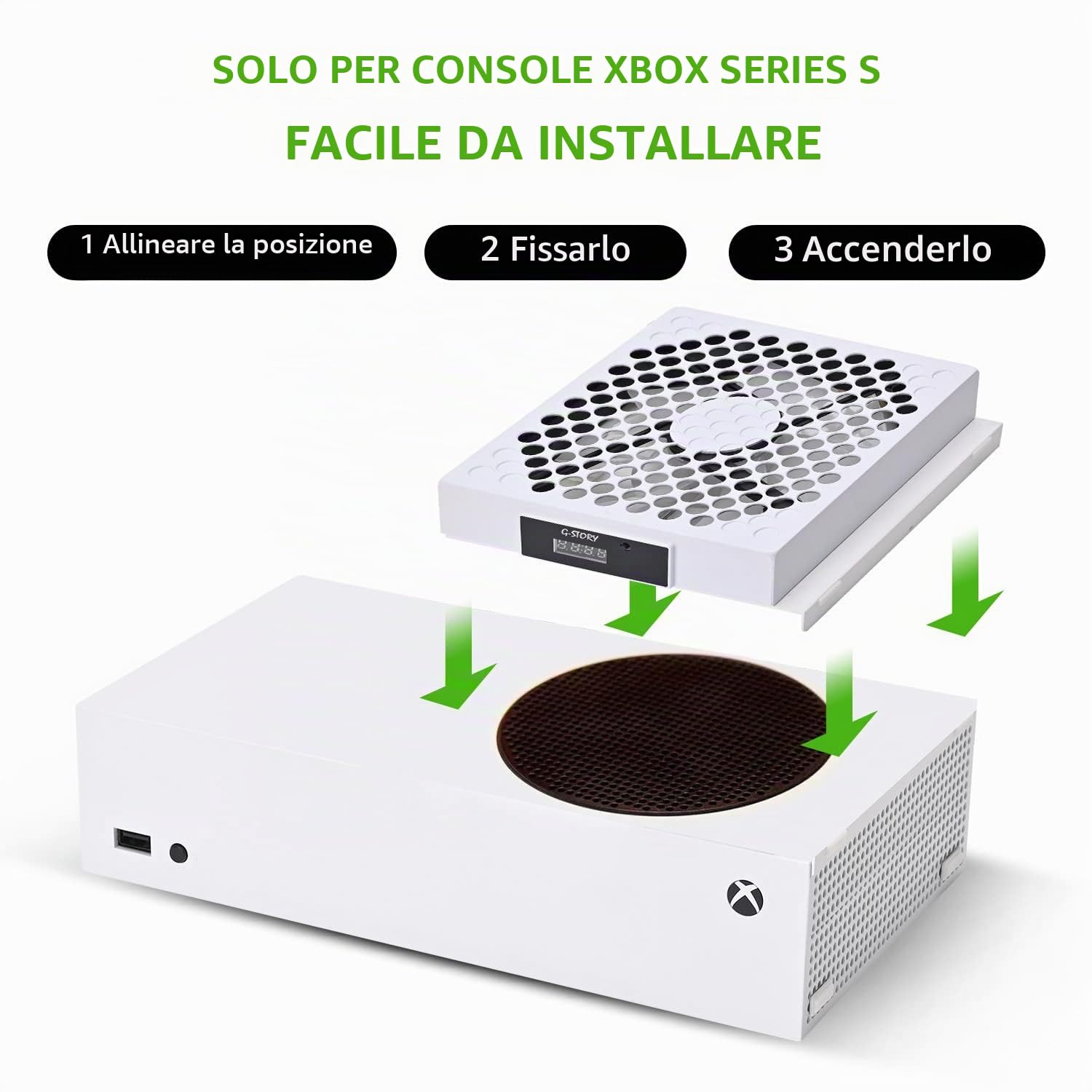 G-STORY Ventola di raffreddamento per Xbox Series S con velocità della ventola automatica regolabile in base alla temperatura, display a LED, raffreddamento ad alte prestazioni, basso rumore, 3