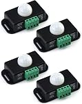 QWORK Motion Sensor Switch, 12V 24V PIR Sensor LED Switch Controller for Flexible LED Strips Light, 2 Pack