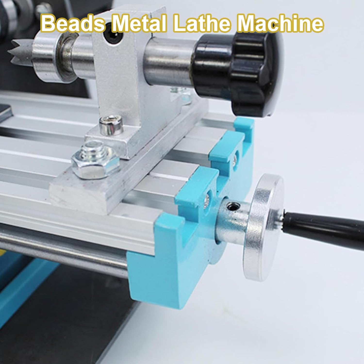 Beads Metal Lathe Machine, 400W Micro Metal Lathe, Seven Speed ​​Regulation, Speed 7000 RPM, Silent High-Speed Motor, for Small Precision Parts Processing, Double Bearing