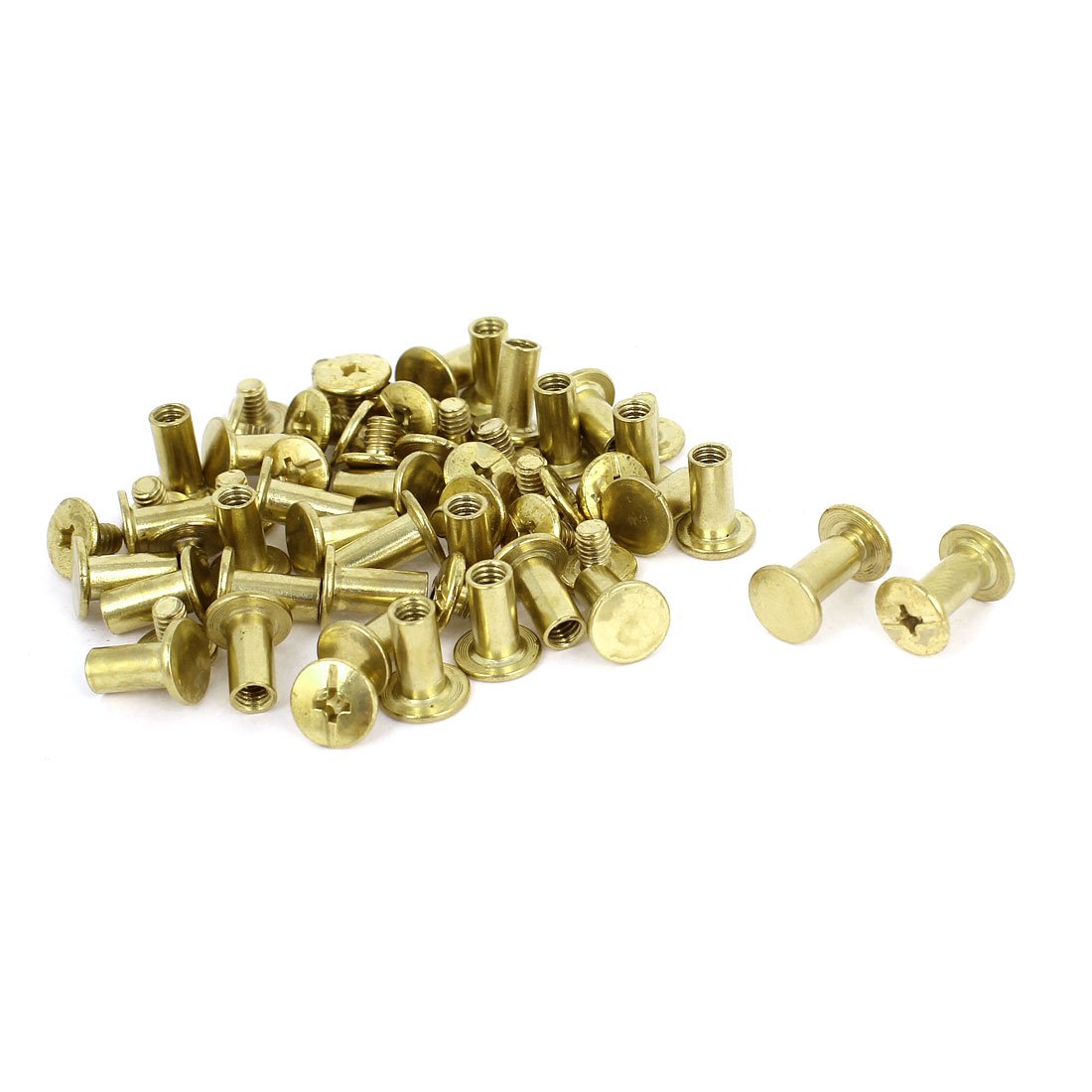 Uxcell Brass Sourcingmap Album Leather 5X10mm Plated Binding Chicago Screw Post 30Pcs