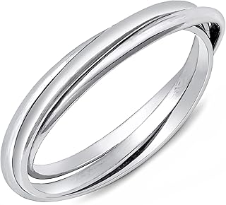 1mm Russian Wedding Ring Trinity Interlocking Rolling Band Solid 925 Sterling Silver Sizes 5-10