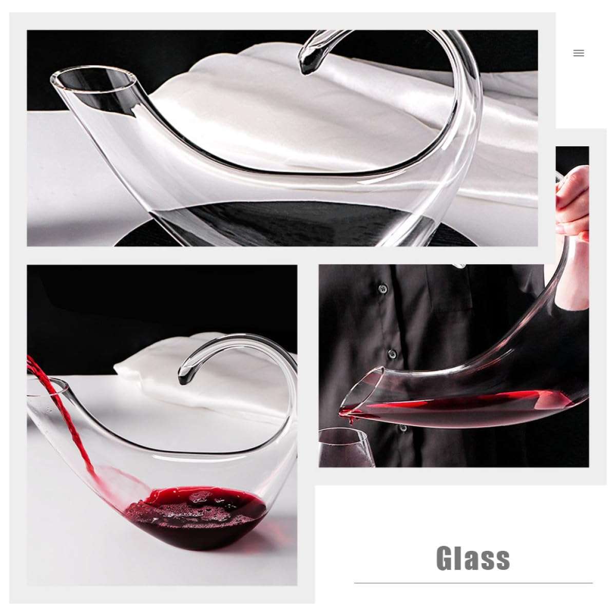 DOITOOL Decantador de Vino Grande de Vidrio Transparente, Jarra para Licor Diseño Creativo, Dispensador Rápido, Apto para Uso Doméstico y Eventos, Colección Elegante