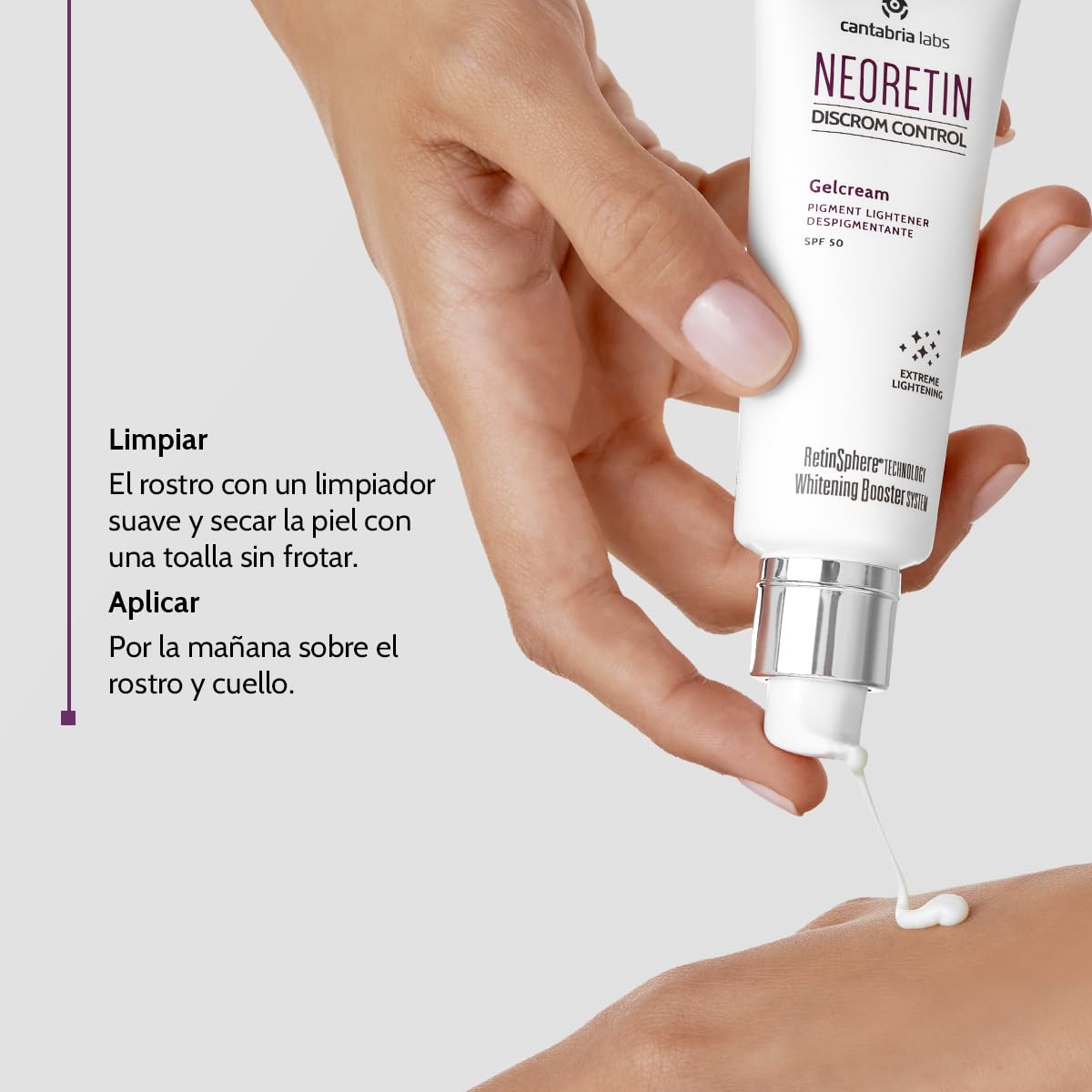 Cantabria Labs – Neoretin Discrom Control Gelcream SPF50 40 ml – Crema de Día Despigmentante con Protección Solar Alta UVB y UVA – Piel más luminosa y uniforme
