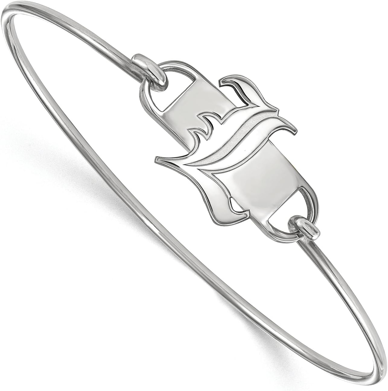 LogoArt Sterling Silver University Of Louisville Small Ctr Wire Bangle