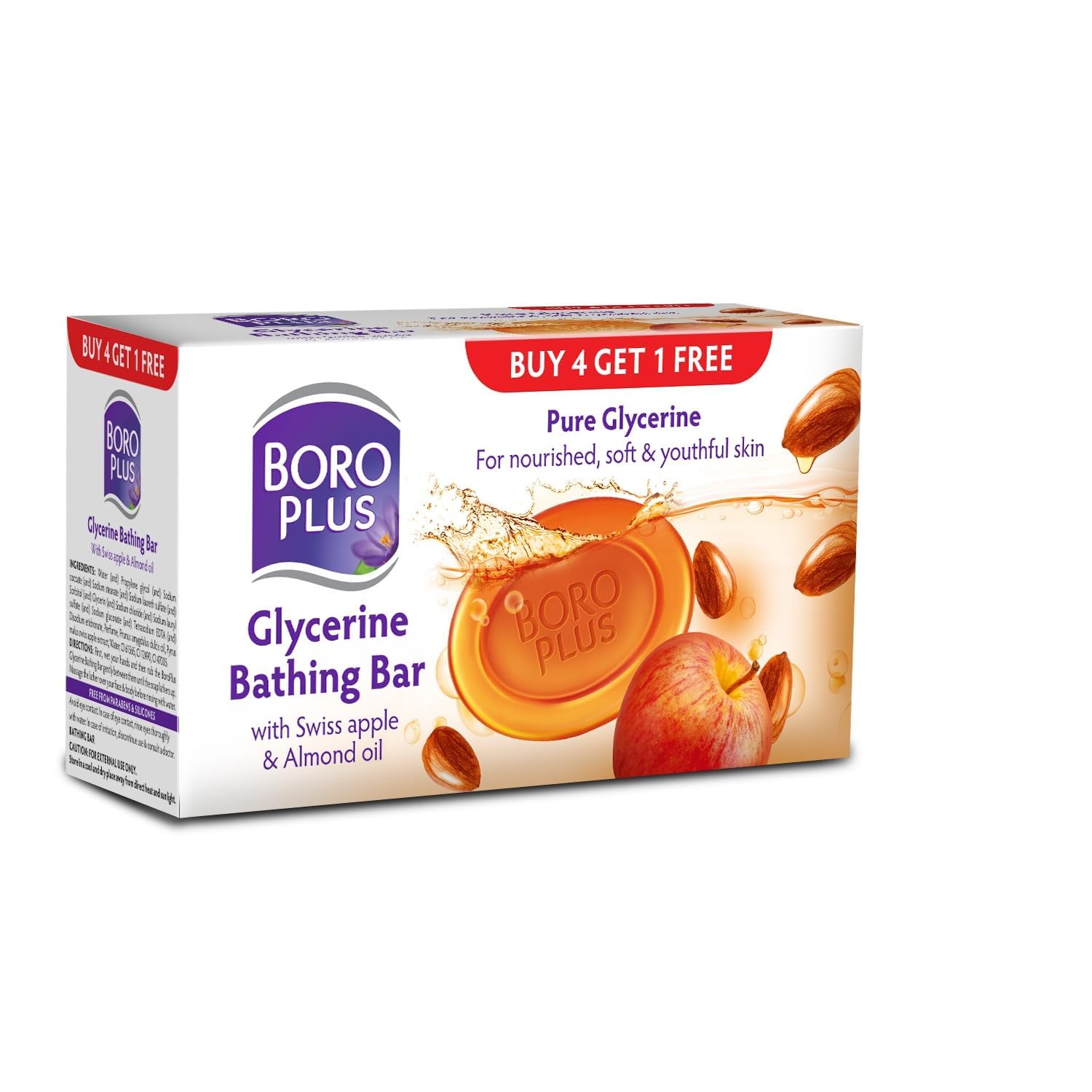 BOROPLUS Glycerine Bathing Bar With Swiss Apple & Almond Oil (125G, Free)-image-20