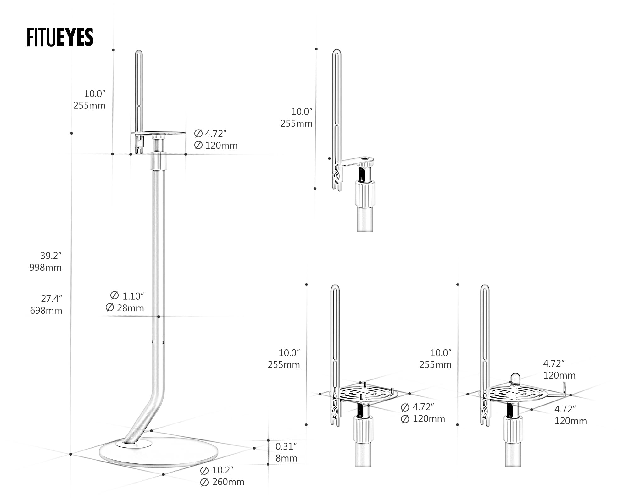 FITUEYES Supporto Casse Audio Regolazione in Altezza Serie Master