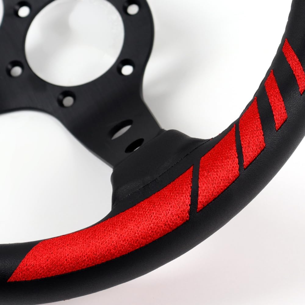 JDM VX VB 320mm automobile repacking Racing Steering wheel 6 Bolt PVC alloy Drift Racing Steering Wheel and Horn Button (12.5" with 3.5" Deep Dish (NW))