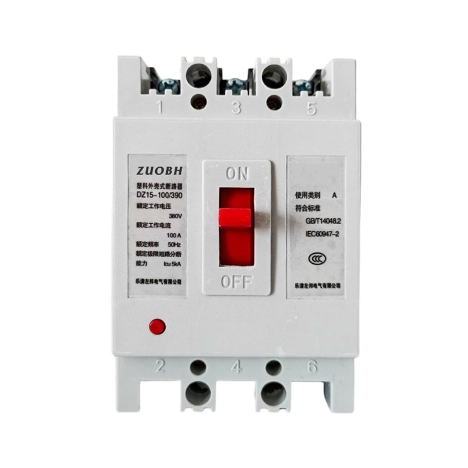 interruttore automatico, 40A100A Protezione da sovraccarico e cortocircuito con custodia trasparente DZ15-40 Interruttore pneumatico trifase a tre fili(DZ15 100/390 63A)