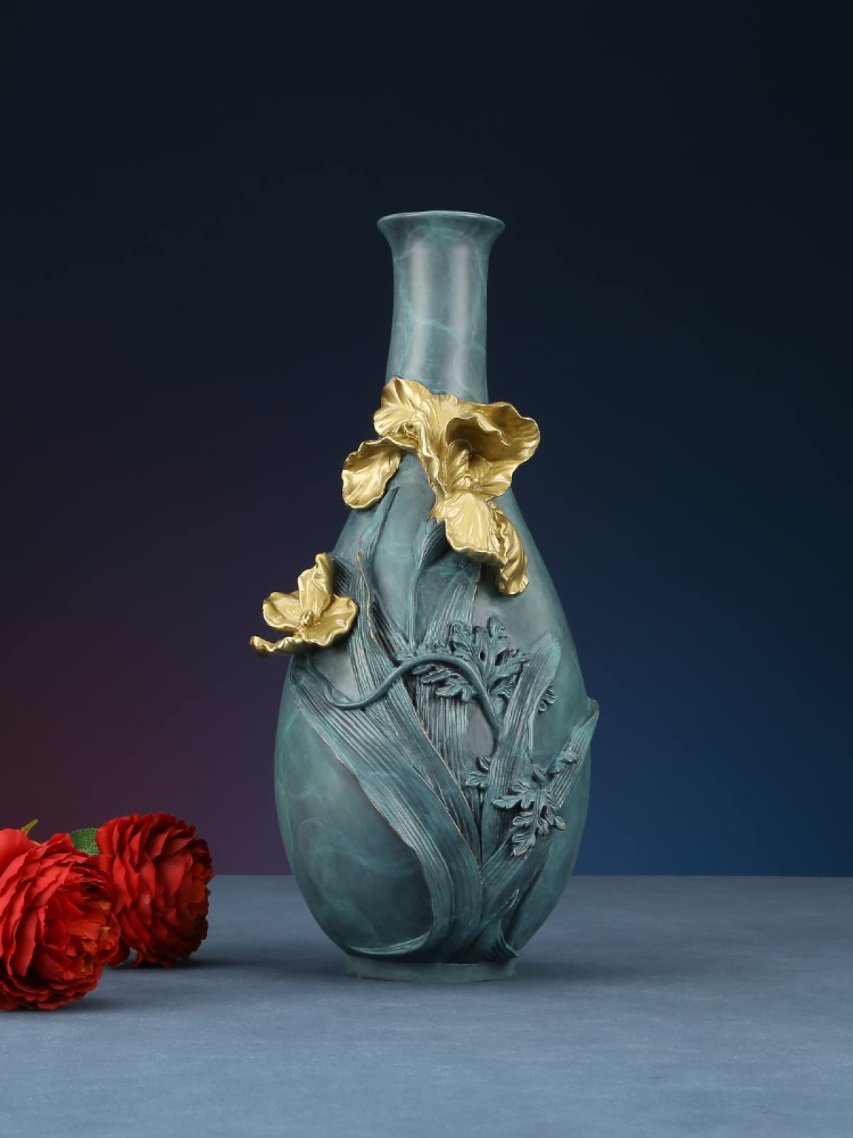 BCLYERBJ Sculpture Statues and Color Copper Cymbidium Vase Home Decoration Statue