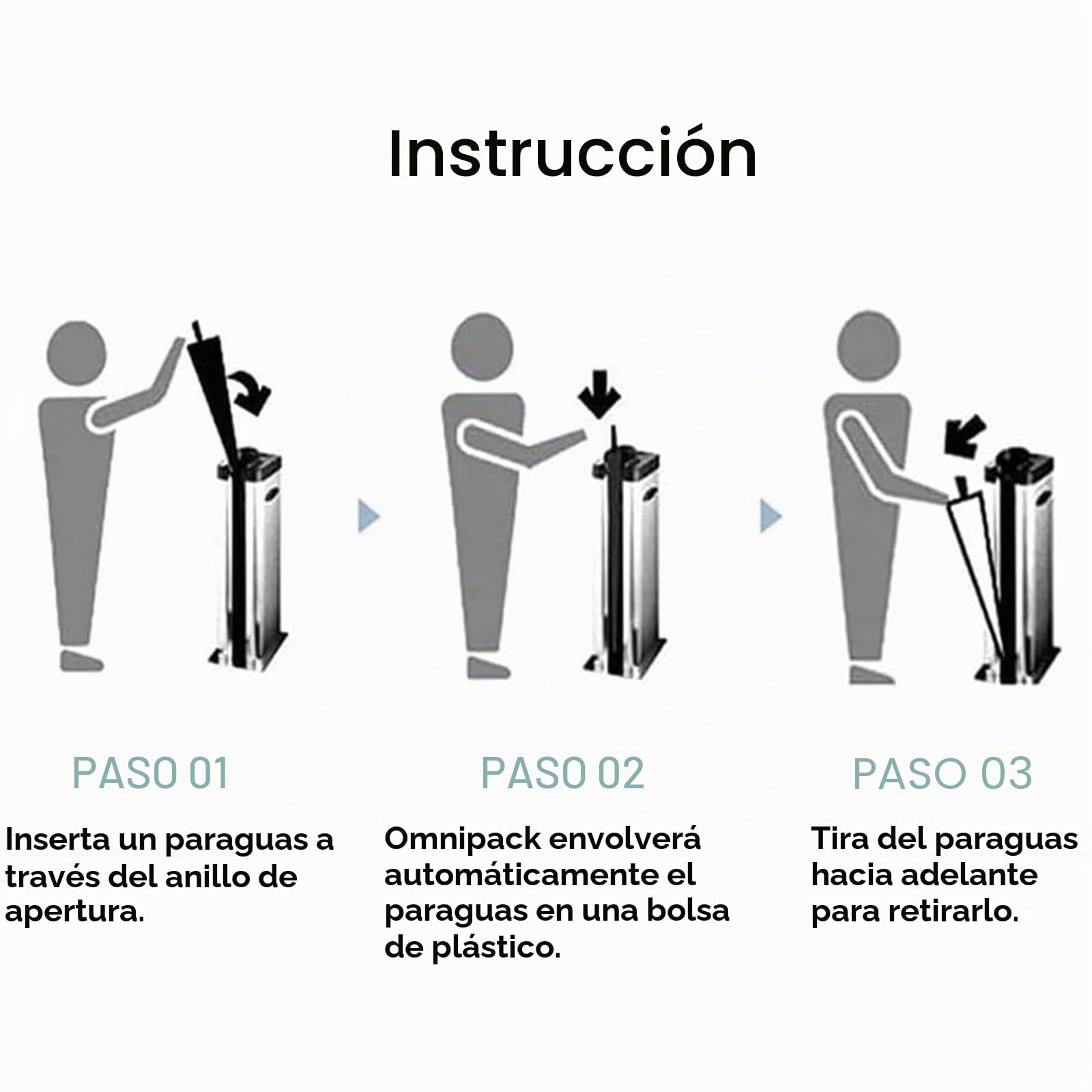 Envolvedora automática de paraguas húmedos, máquina empacadora de paraguas de acero inoxidable, ranura única, soporte dispensador de bolsas de paraguas comerciales con 100 bolsas largas para hotel(Bla