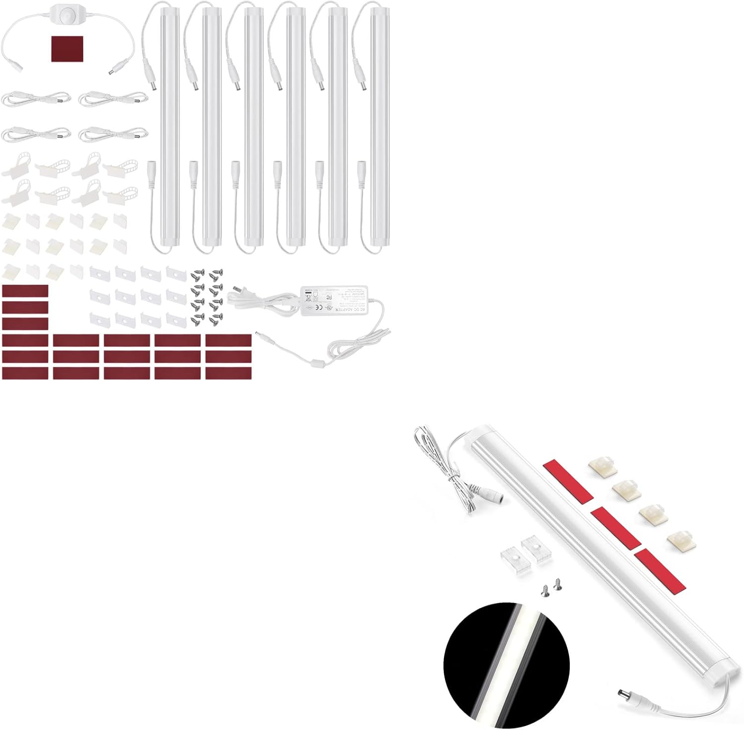 Litever Under LED Lighting Kit Daylight 5000K White Cable Plug