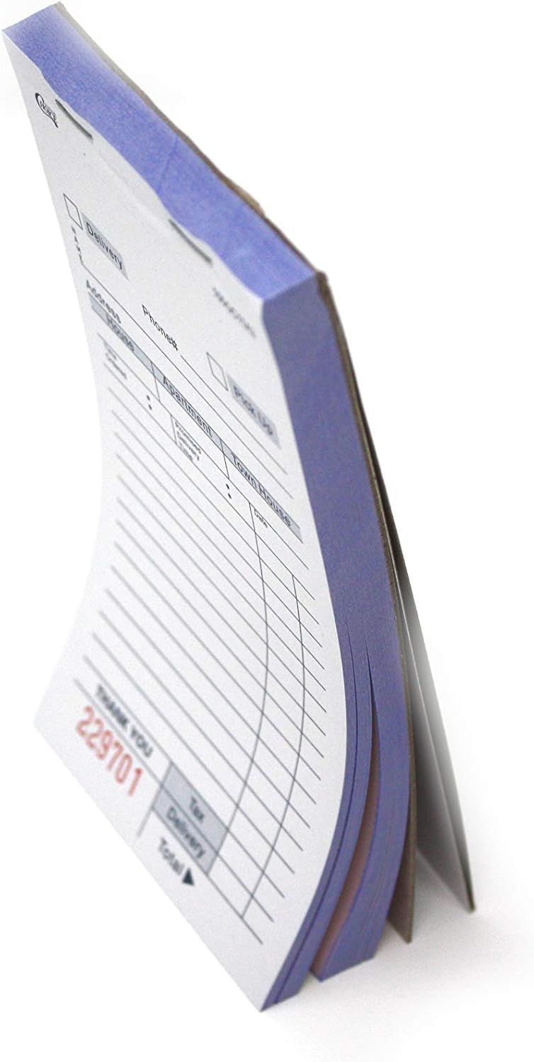 Choice White Delivery Order Form Paper, Carbonless 3 Part Book 50 Sheets (10 Pack - 500 Total Sheets)