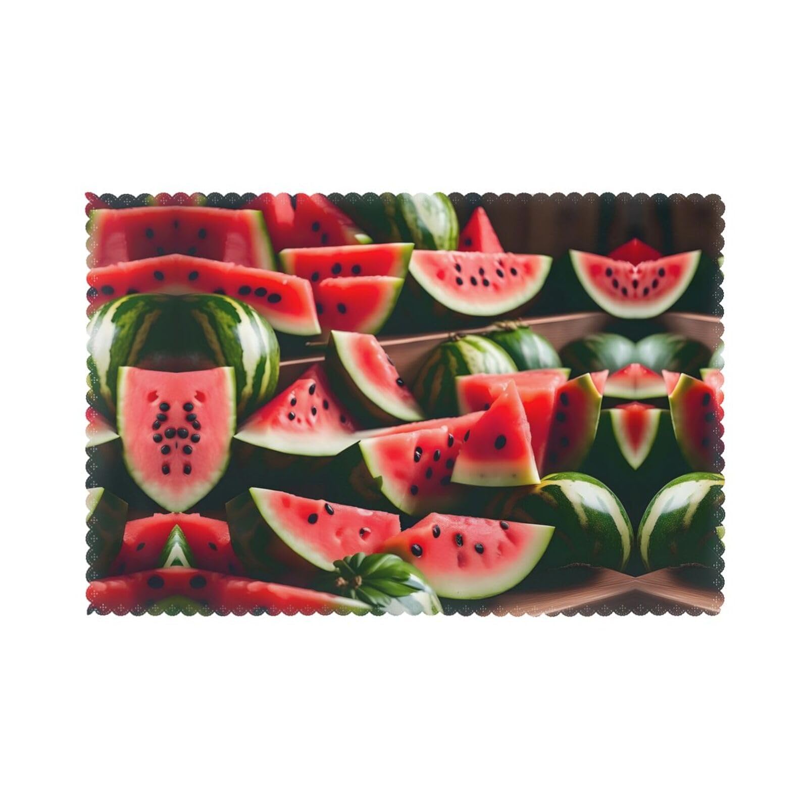 Watermelon Fresh Fruit Christmas Placemats Set of 6,Washable Table Mats