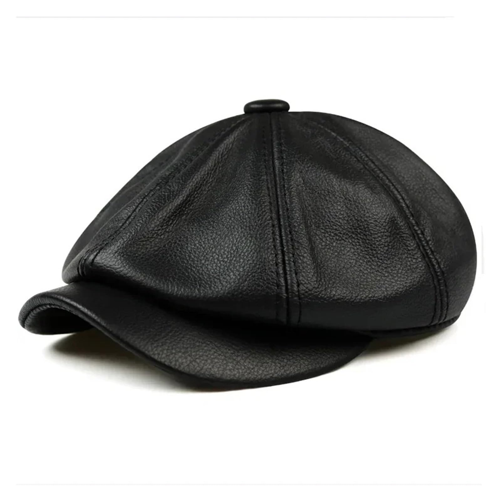 Retro Brown Hats Men Spring/Winter 100% Real Leather Warm Cap Male Beret Painter Boina Cowhide Octagonal
