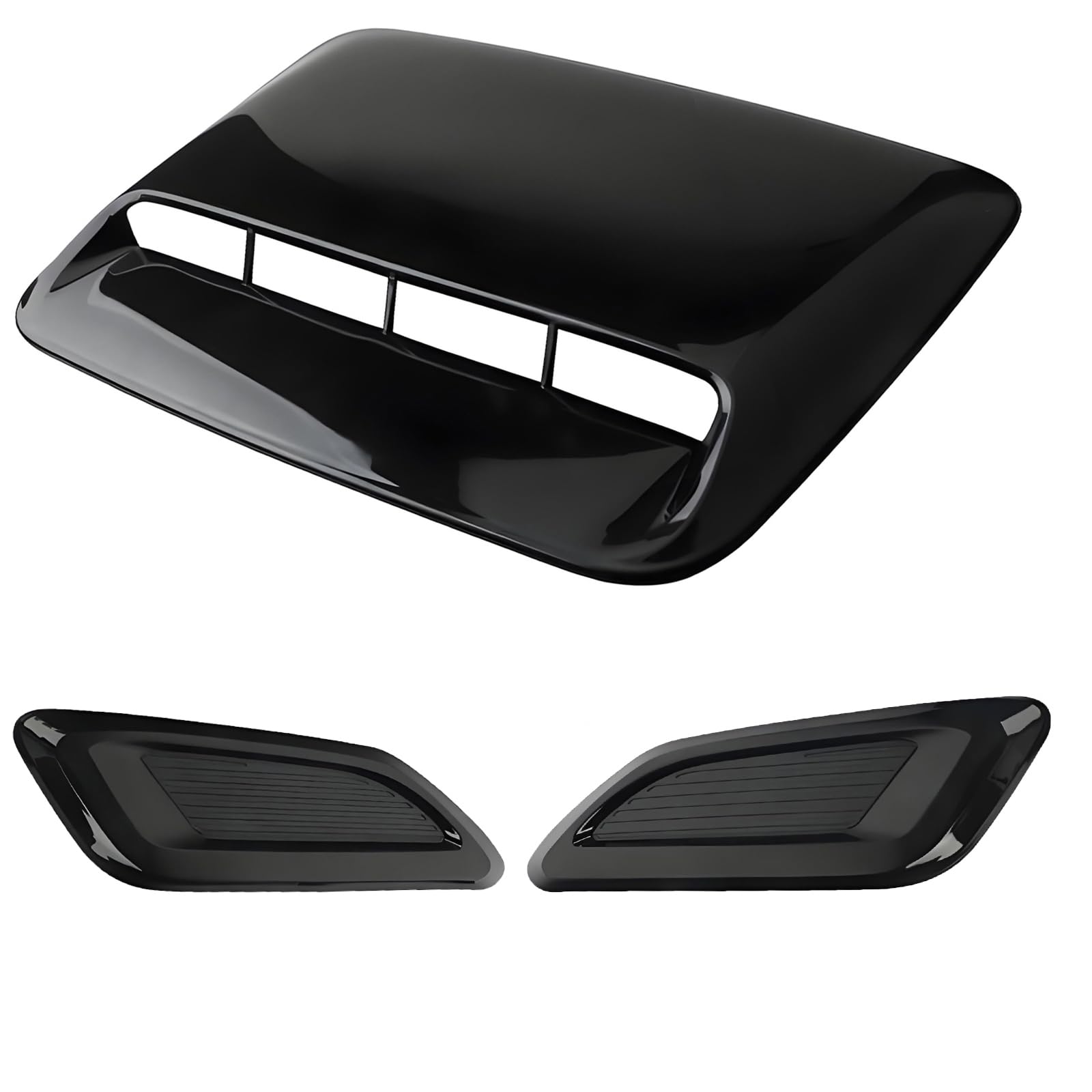 Universal Car Hood Scoop Vents Cover Black, Racing Style Air Flow Intake (Bright Black)