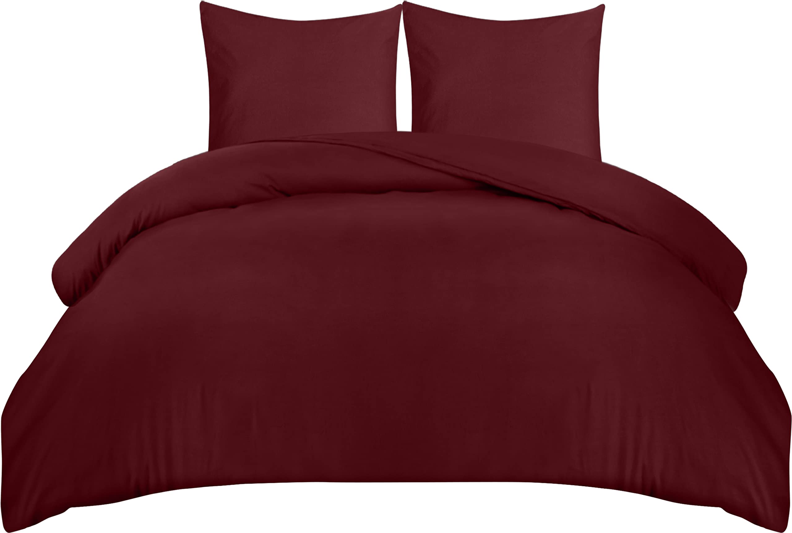 Utopia Bedding Bedding Set 220x240 - Microfiber Duvet Cover 240x220 cm + 2 Pillowcases 65x65 cm - Burgundy