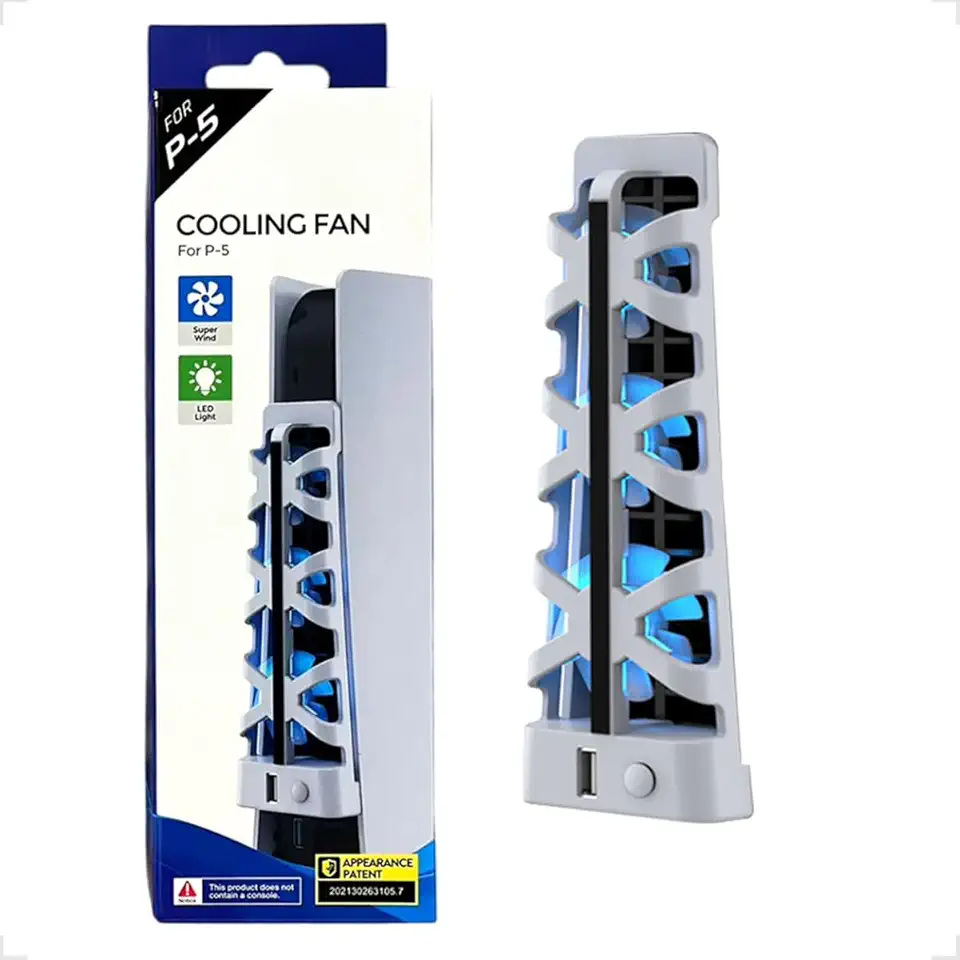 Cooler Fan Ventilador Resfriador Externo 5500rpm Usb com Led para Playstation 5 Ps5 Edição Digital e Mídia Física (Branco)