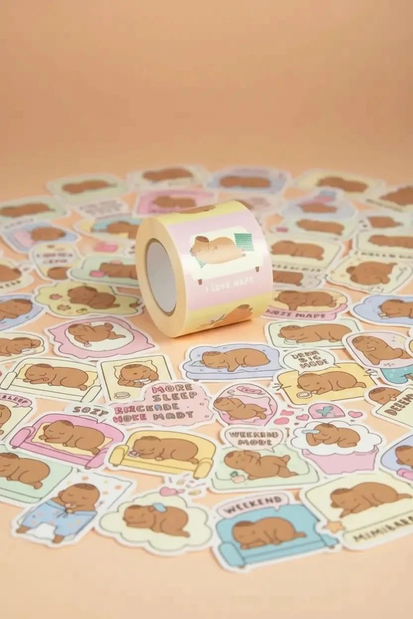Miniso Lisanslı Pişirme Serisi Mimibara 240'lı Çizim Sticker Seti Renkli Süsleme Çıkartmaları, 2025053510106