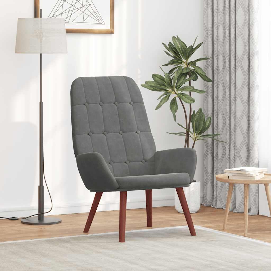 Sillón de relax gris oscuro, estructura de metal, 70 x 77 x 94 cm, sillón con reposabrazos, salón, oficina, dormitorio, balcón, oficina en casa