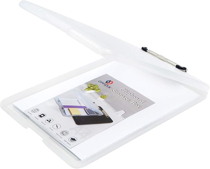 OFFIDIX Clipboard Storage Box Transparent Plastic Paper