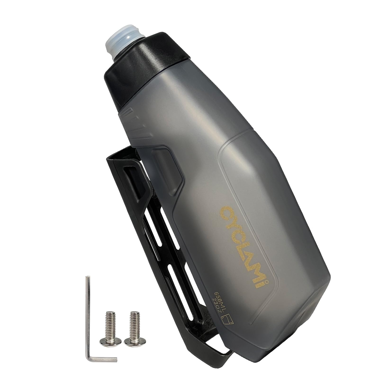 650ml Bicycle Down Tube Aerodynamic Water Kettle, Squeeze To Drink Design Outdoor Sports Water Bottle Lightweight PP Material for Sports Outdoor MTB Road Cycling-Grey