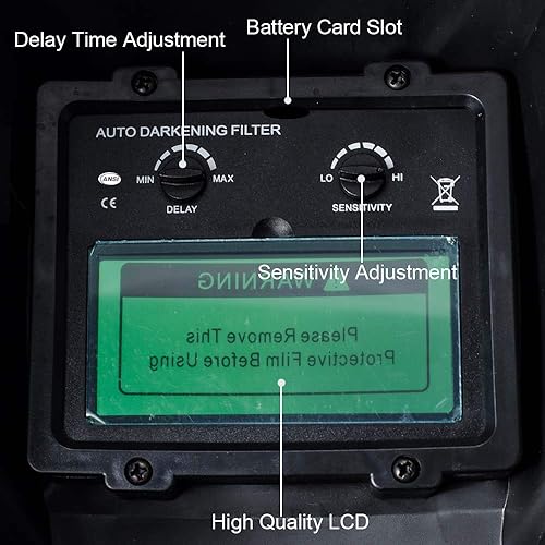 Miniatura 5 de iMeshbean Pro Cool - Máscara solar de oscurecimiento automático para soldadura y molienda con certificación ANSI para molienda Arc Tig Mig, batería