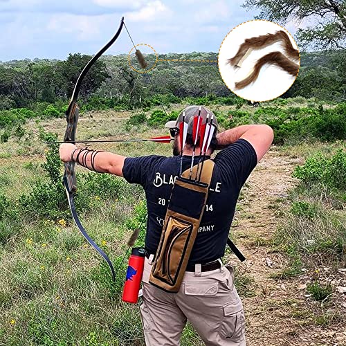 Tachyon Archery Flemish Bowstring Pre-Attached 1 Pair Beaver Fur Bow String Silencer 16 Strands D97 Bow Strings For Recurve Bow And Long Bow (Beaverfur, Amo60) #TOP5