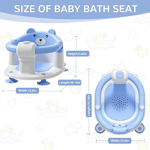 Miniatura 6 de Asiento de baño para bebés de 6 meses en adelante, asientos de baño antideslizantes para bebés sentados, silla de bañera segura para bebés y recién