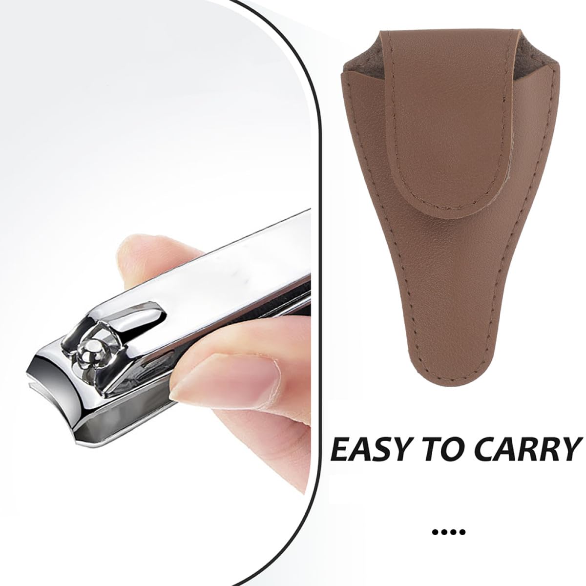 Ipetboom 2 Pcs Pu Leather Cuticle Nipper Cover and Manicure Scissor Protector Set, Deep Brown Nail Trimmer Holder for Professional Hand and Foot Care Tools
