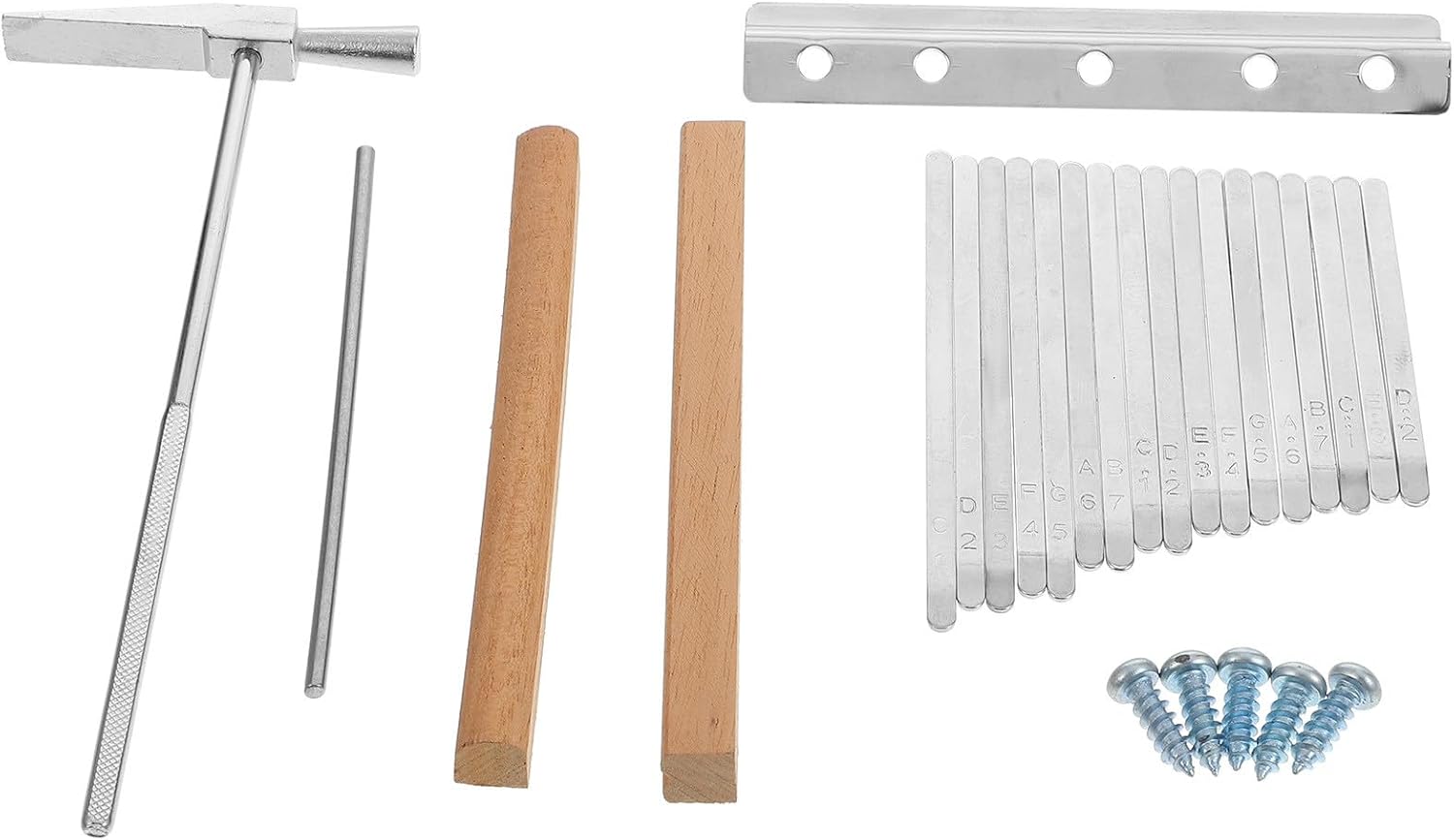 Abaodam 17-key Kalimba Thumb Piano Keys Set with Steel Sleepers and Sturdy Tuning Hammer, DIY Repair Kit for Wooden Kalimba, Portable Finger Piano Accessories for Beginners