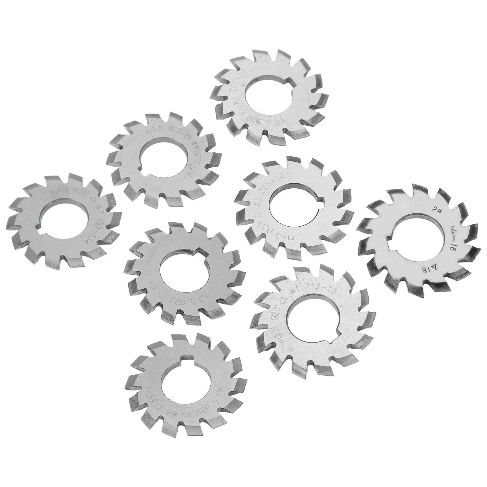 8 Pièces Coupeur D'engrenages, Coupe D'engrenages en Acier à Grande Vitesse M1.5 20 ° 5mm 6mm Industrielles Coupe-engrenage