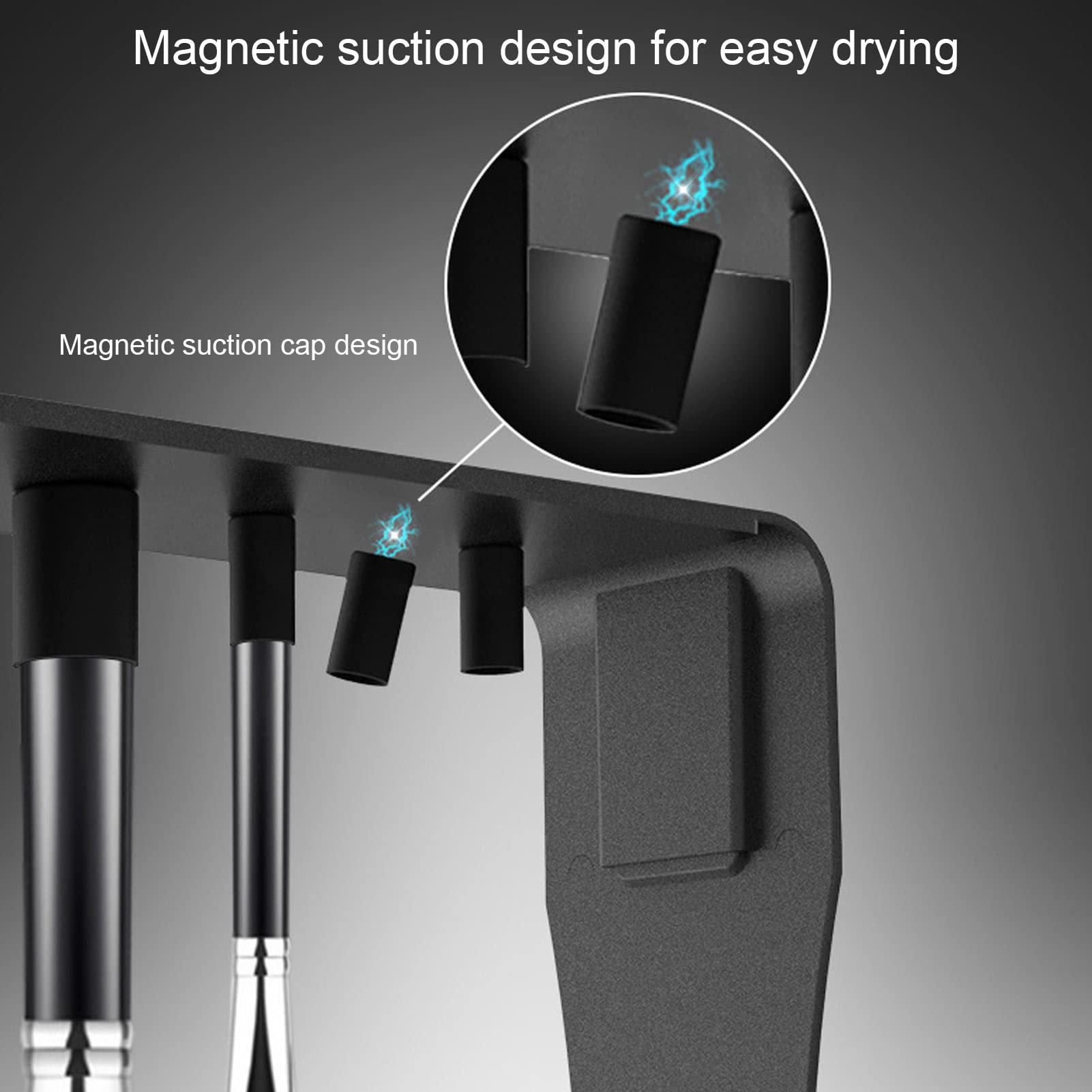 Stendi pennelli per trucco Magnetico 12 pezzi Cappucci in silicone Supporto pieghevole per pennelli per trucco per asciugatura rapida dopo il lavaggio Silicone ABS viaggio a casa