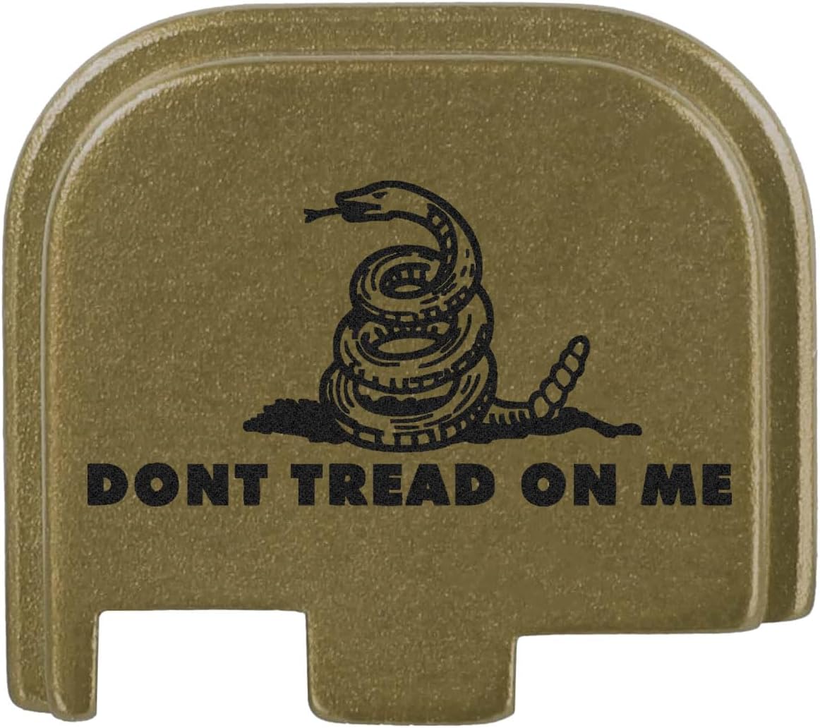 NDZ Performance Slide Cover Back Plate for Glock 43 43X 48 & PSA Dagger Micro – Aluminum Upgrade with Black Engraving – Don't Tread On Me – Olive Drab Green
