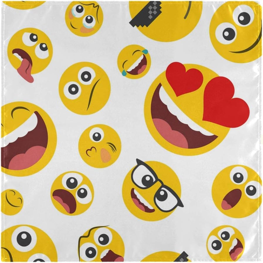Amazon Pac Mac Cloth サテンナプキン 面白い絵文字顔パターン ディナーナプキン キッチン ウェディング パーティー 休日 夕食 感謝祭 クリスマスに最適 xinx6 テーブルナプキン オンライン通販