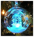 Clear Glass Globe Christmas Ornament - Nativity Scene - LED Lighted Color Changing - the Holy Family Is Beautifully Displayed in This Glass Ball Ornament - Comes Gift Boxed