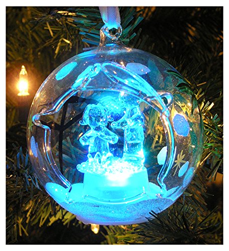 BANBERRY DESIGNS Clear Glass Globe Christmas Ornament - Nativity Scene - LED Lighted Color Changing - The Holy Family is Beautifully Displayed in This Glass Ball Ornament - Comes Gift Boxed