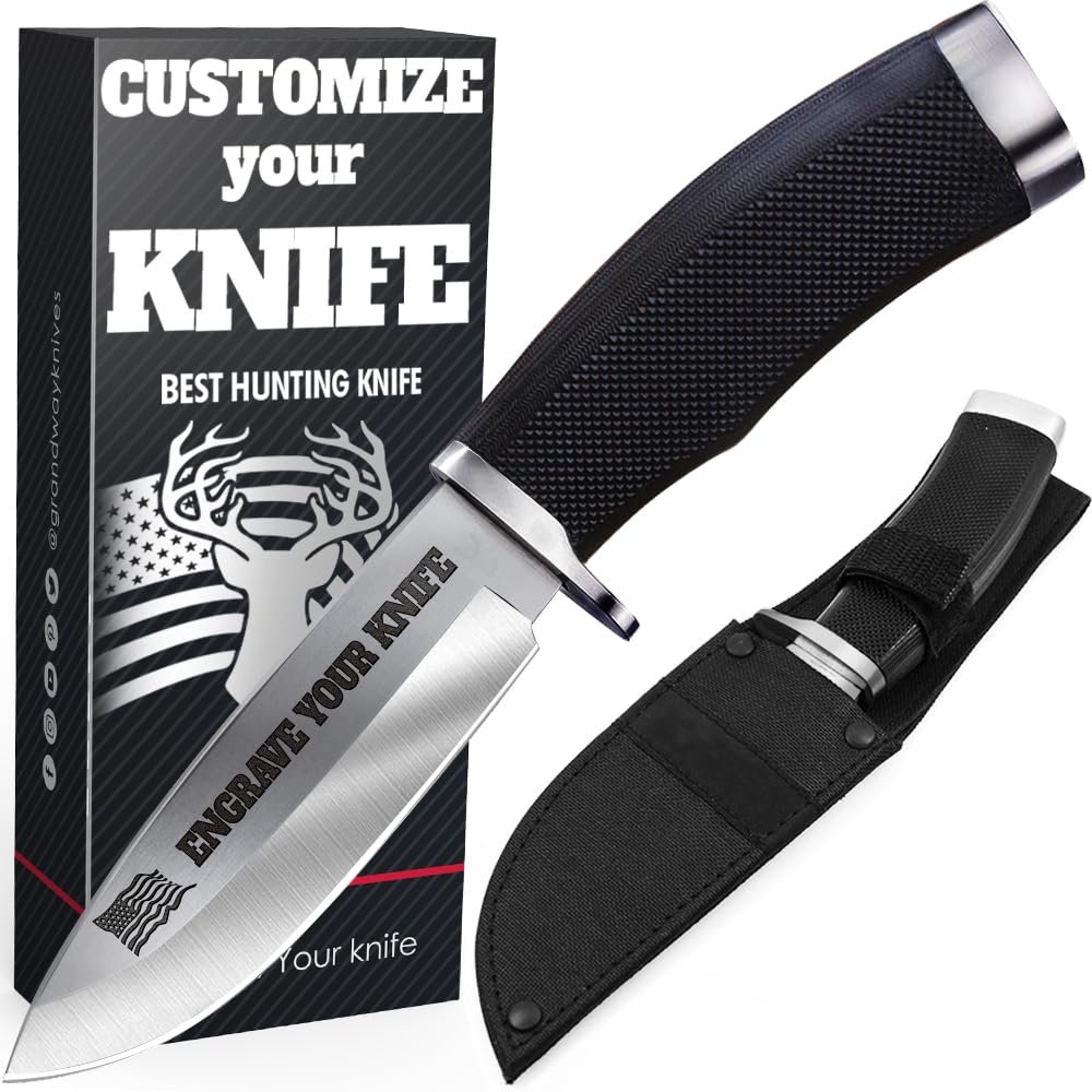 Personalized Gift for Men - Customized Knife Engraved Gifts for Dad Husband - Custom Fixed Blade Knives - Gift Idea for Birthday Christmas Valentine's Day Anniversary Stocking Stuffers 148109 PS