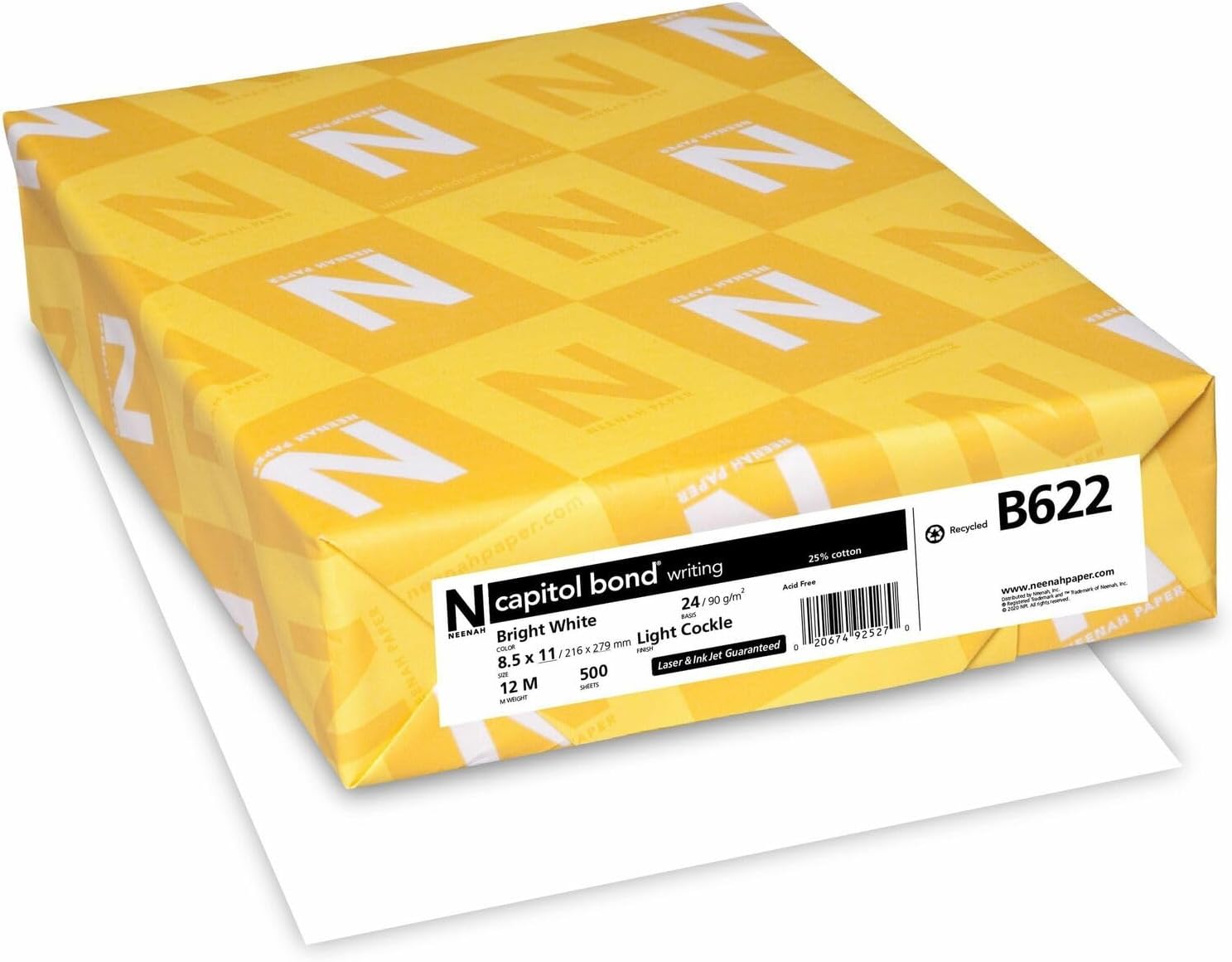 Neenah Capitol Bond Paper, 8.5X11, 24LB, White 500 Sheets/RM
