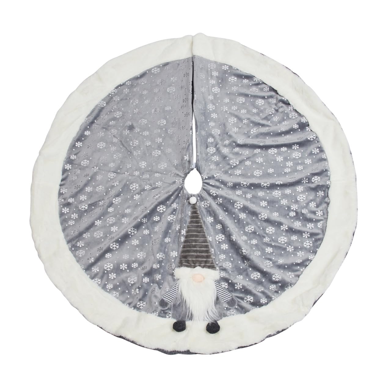 Smart Garden Grey Festive Gonk Christmas Tree Skirt - 116Cm Diameter - Luxury Plush Fabric Material With White Trim - Perfect For Decorating Christmas Tree's