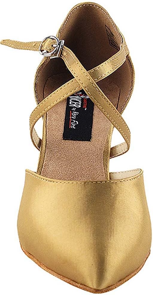 Women's Ballroom Dance Shoes Tango Wedding Salsa Dance Shoes Tan Satin CD6017EB Comfortable - Very Fine 2.75" Heel