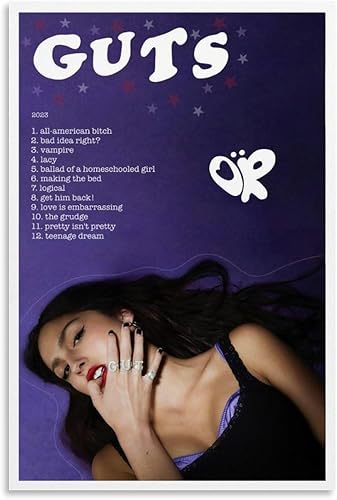 VALKEM Póster de Olivia Singer Rodrigo Guts para habitación, póster estético de los años 90, arte de pared, póster estético, 12 x 18 pulgadas (11.8