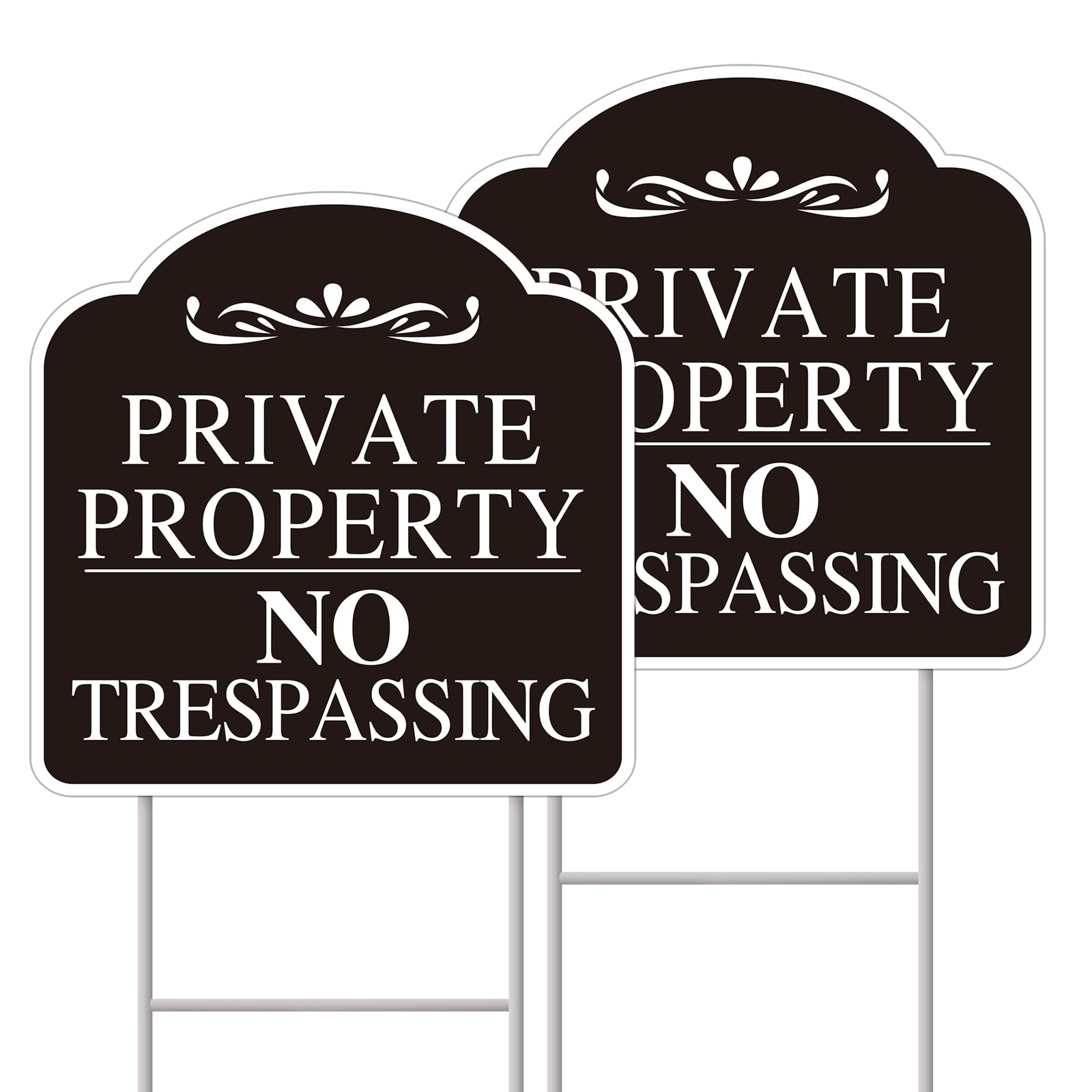 GXGGUS No Trespassing Signs Private Property, Large 2-Pack 12"x12" Double-Sided H-Stake Metal Stakes, Outdoor Yard Sign for Home and Front Door-image-29