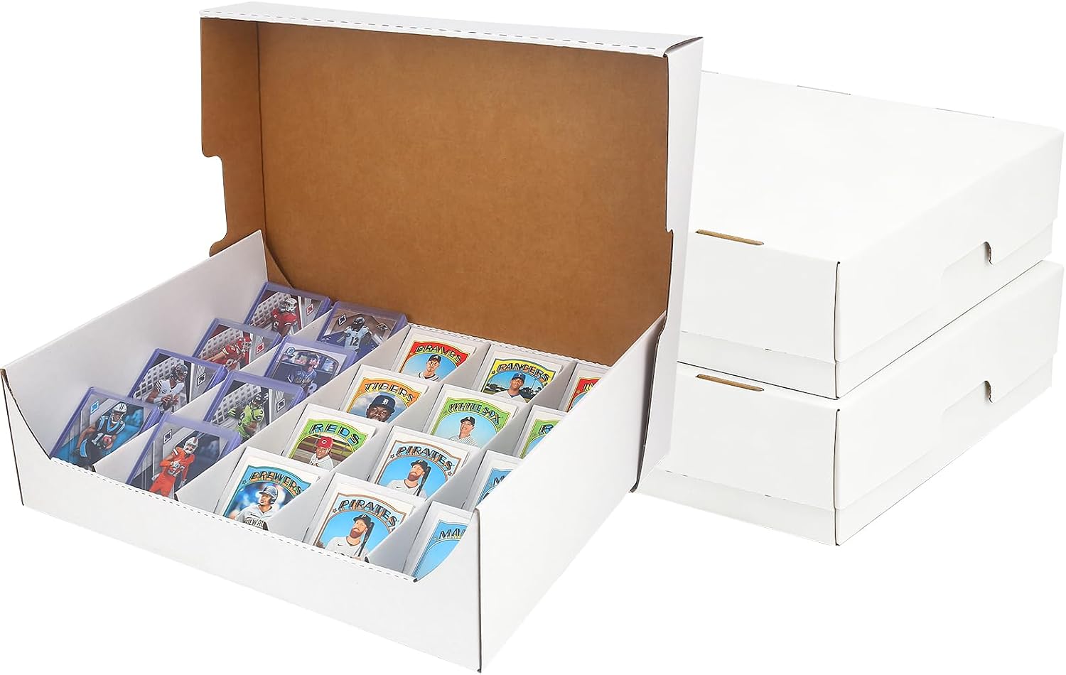 Trading Card Storage Box – Card Sorting Tray 3 Set Sports Card Storage Boxes Bulk Card Trading Cards Collection Box with 300 card sleeves
