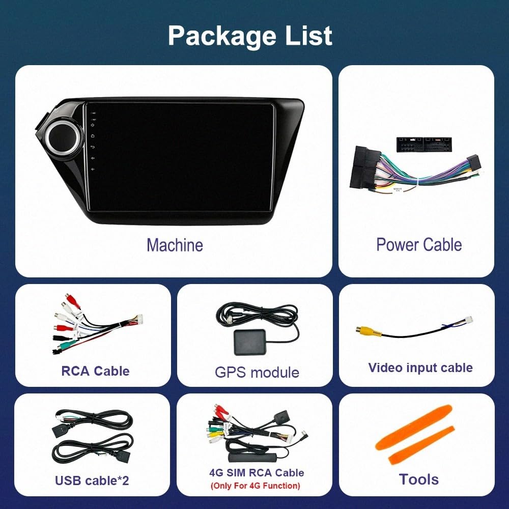 Radio Macchina Touch Screen per KIA RIO 3 2011-2016 Wireless Carplay Android Auto Stereo Auto Bluetooth Ips con Pantalla Táctil con Gps, 8 Nucleo 4G+64G